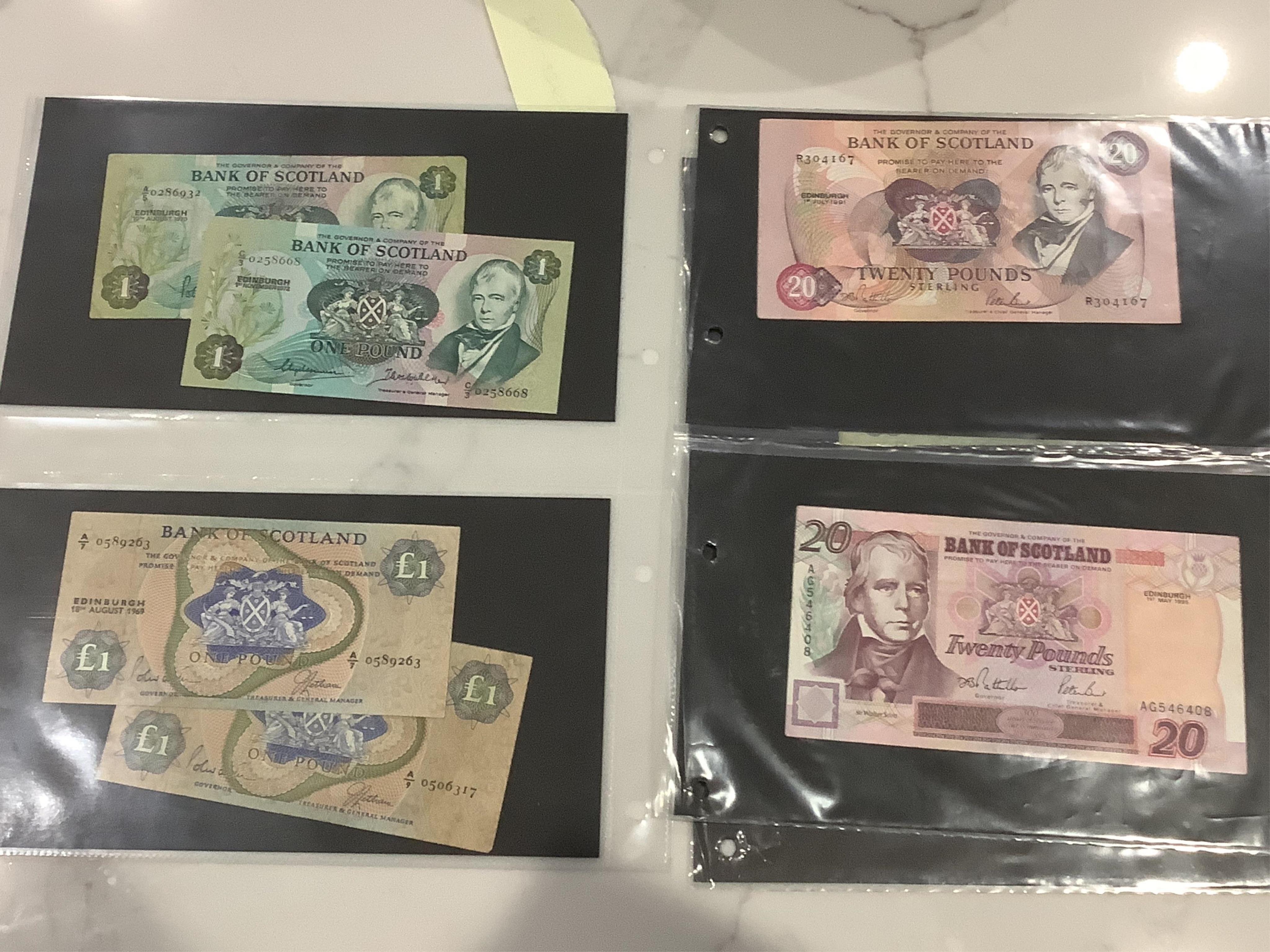 Sixteen assorted ERII Bank of Scotland banknotes